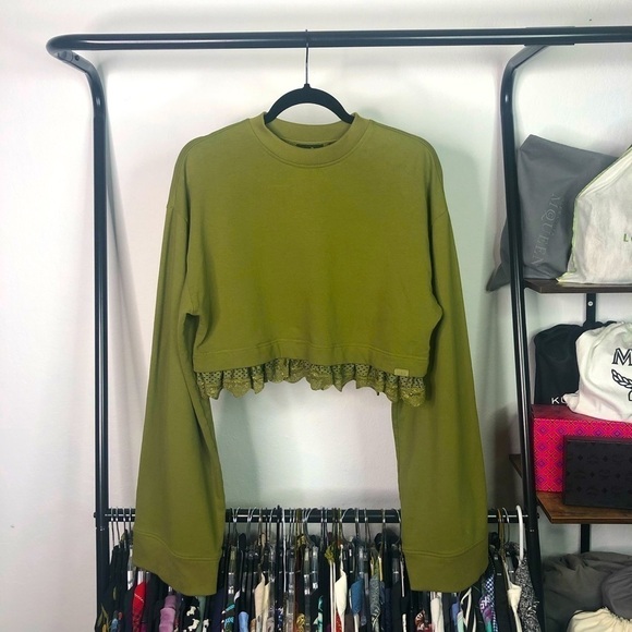 Puma by Rihanna Fenty Cropped Ruffle Sweatshirt - Picture 2 of 10